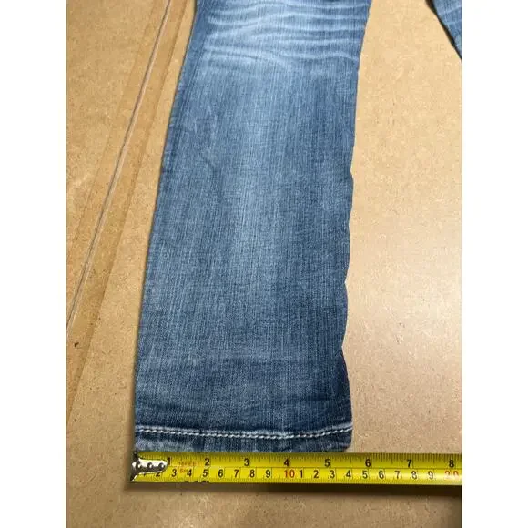 Miss Me 29 Signature Mid-Rise Easy Ankle Skinny Distressed Blue Denim Jeans - Picture 3 of 8